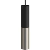 Creative Cables - Tub-E14, tube en métal double pour spot et double bague E14 Noir - Titane satiné - Noir - Titane satiné