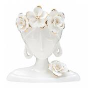 Dmora - Vase élégant, Porcelaine, Couleur blanche, Dimensions : 22 x 14 x 21 cm, avec emballage renforcé