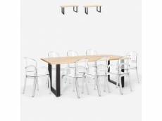 Ensemble 8 chaises transparentes design table à manger 220x80cm jaipur xxl