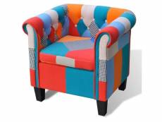 Fauteuil chaise siège lounge design club sofa salon avec de patchwork tissu helloshop26 1102048par3