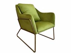 Golden - fauteuil cosy en velours vert et métal doré