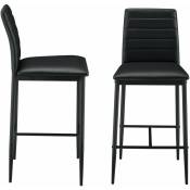 Helloshop26 - Lot de 2 tabourets de bar chaises avec pieds en acier assise synthétique et hauteur d'assise 66 cm noir - Noir