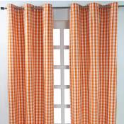 Homescapes Rideaux œillets à grands carreaux vichy orange, Lot de 2, 117 x 137 cm - Orange
