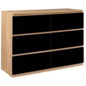 Idmarket - Commode 6 tiroirs tomi 110 cm bois façon hêtre et noir - Bois-clair