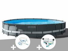 Kit piscine tubulaire intex ultra xtr frame ronde 7,32 x 1,32 m + kit d'entretien + kit de traitement au chlore