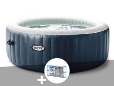 Kit spa gonflable Intex PureSpa Blue Navy rond Bulles 6 places + 6 filtres