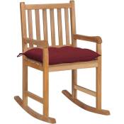 Les Tendances - Chaise à bascule avec coussin rouge bordeaux Bois de teck
