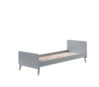 Lit 90x200 en bois massif gris table de chevet gris 2 tiroirs