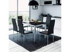 Litoral - table extensible avec 6 chaises noires