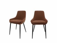Liv - lot de 2 chaises en tissu bouclette et métal - couleur - rouille