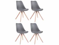 Lot de 4 chaises de salle à manger toulouse similicuir pieds ronds bois , gris/nature