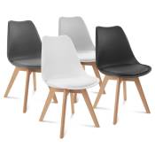 Lot de 4 chaises scandinaves sara mix color gris foncé, gris clair, blanc et noir - Multicolore