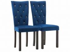 Lot de deux chaises de salle à manger velours bleu