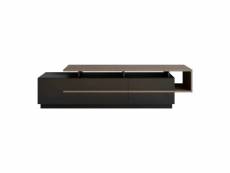 Meuble tv design bicolore 180cm sissoko noir et bois foncé