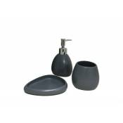 Meubletmoi - Set 3 accessoires salle de bain gris anthracite - lara