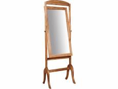 Miroir pivotant monté au sol en bois massif de tilleul finition naturelle l61xpr45xh172 cm made in italy
