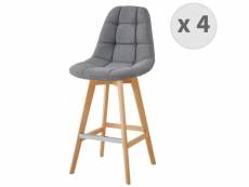 Owen - chaise de bar scandinave tissu gris pied hêtre