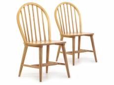 Pack 2 chaises clarck couleur chêne, bois massif, 48 cm x 48 cm x 92 cm I20043