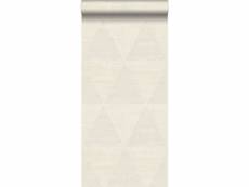 Papier peint triangles métalliques vieillis, altérés et touchés blanc d'ivoire - 337256 - 53 cm x 10,05 m 337256