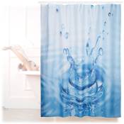 Relaxdays - Rideau de douche 180 x 180 cm salle de bain motifs goutte d'eau anti-moisissures , bleu