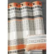 Rideau en jacquard design à rayures horizontales Orange 140x260 cm - Orange