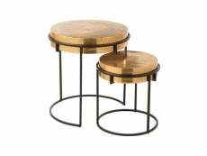 Set de 2 tables gigognes rondes réversibles en aluminium doré et noir 20100999123
