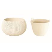 Splofy Bowl pot rond en plastique crème avec récipient