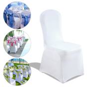 Swanew - Moderne Housses de Chaise de Salle à Manger Extensible Ruban Stretch Couverture de Chaise Blanc pour Mariage Décoration Banquet Cérémonie