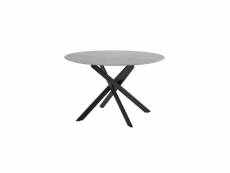 Table à manger design ronde aspect marbre/métal noir