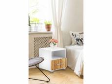 Table de chevet moderne pour chambre à coucher, table de nuit avec 1 tiroir, 40x38h41 cm, couleur blanc et érable 8052773619271