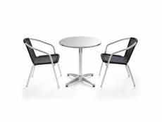 Table de jardin ronde en aluminium et 2 fauteuils 2
