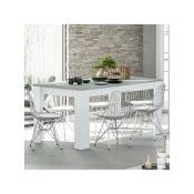 Table de repas à allonge Blanc/Béton ciré clair - oxnard - l 140/190 x l 90 x h 78 cm