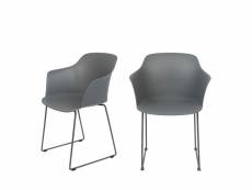 Tango - lot de 2 fauteuils de table en plastique et métal - couleur - gris