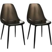 The Home Deco Factory - Chaise transparente pieds en métal (Lot de 2) - Noir