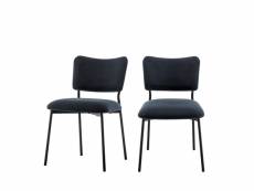 Vander - lot de 2 chaises en velours côtelé et métal - couleur - ardoise