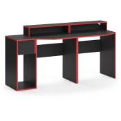 Vicco - Table d'ordinateur "Kron" Noir/Rouge Set 8