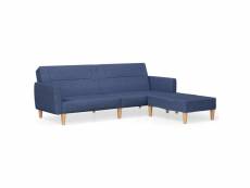 Vidaxl canapé-lit à 2 places avec repose-pied bleu tissu