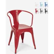 Ahd Amazing Home Design - chaise de cuisine et bar industriel de style Lix avec accoudoirs en acier steel arm Couleur: Rouge