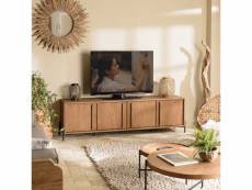 Alida - meuble tv 4 portes en bois de teck recyclé
