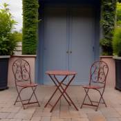 Aubry Gaspard - Table et chaises de jardin en métal laqué rouge - Rouge antique