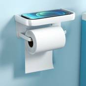 Blanc) Porte-Papier Toilette sans Perçage en Aluminium,