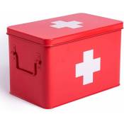 Boîte à pharmacie, en métal, trousse de secours, armoire à pharmacie, style rétro, dimensions : xxl, 32 x 19 x 20 cm, rouge