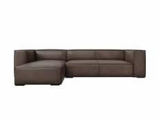 Canapé d'angle gauche "agawa", 4 places, gris brun, cuir véritable MIC_LC_71_F1_AGAWA1