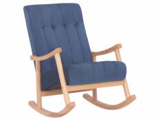 Chaise à bascule saltillo en velours avec pieds en bois de caoutchouc , nature / bleu