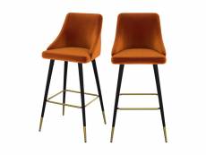 Chaise de bar aristote en velours orange 77.5 cm (lot de 2)
