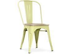 Chaise de salle à manger - design industriel - bois et acier - stylix jaune pâle