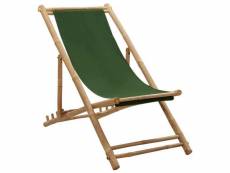 Chaise de terrasse bambou et toile vert