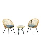 Concept-usine - Salon de balcon beige 2 fauteuils et 1 table ipanema - beige