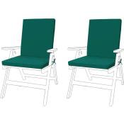 Coussin de chaise d'extérieur avec dossier, coussin de meubles de jardin, coussins de siège et de dossier souples avec attaches sécurisées, Vert(2pk)