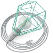 Creative Cables - Table Snake - Lampe plug-in avec douille et cage Diamond Turquoise - Turquoise